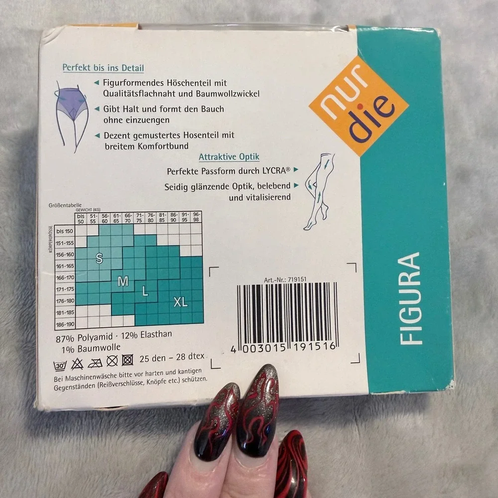 Vintage Nur Die Figura Shaping Pantyhose 25 Den Mandel Nude Size L 44/48 NOS